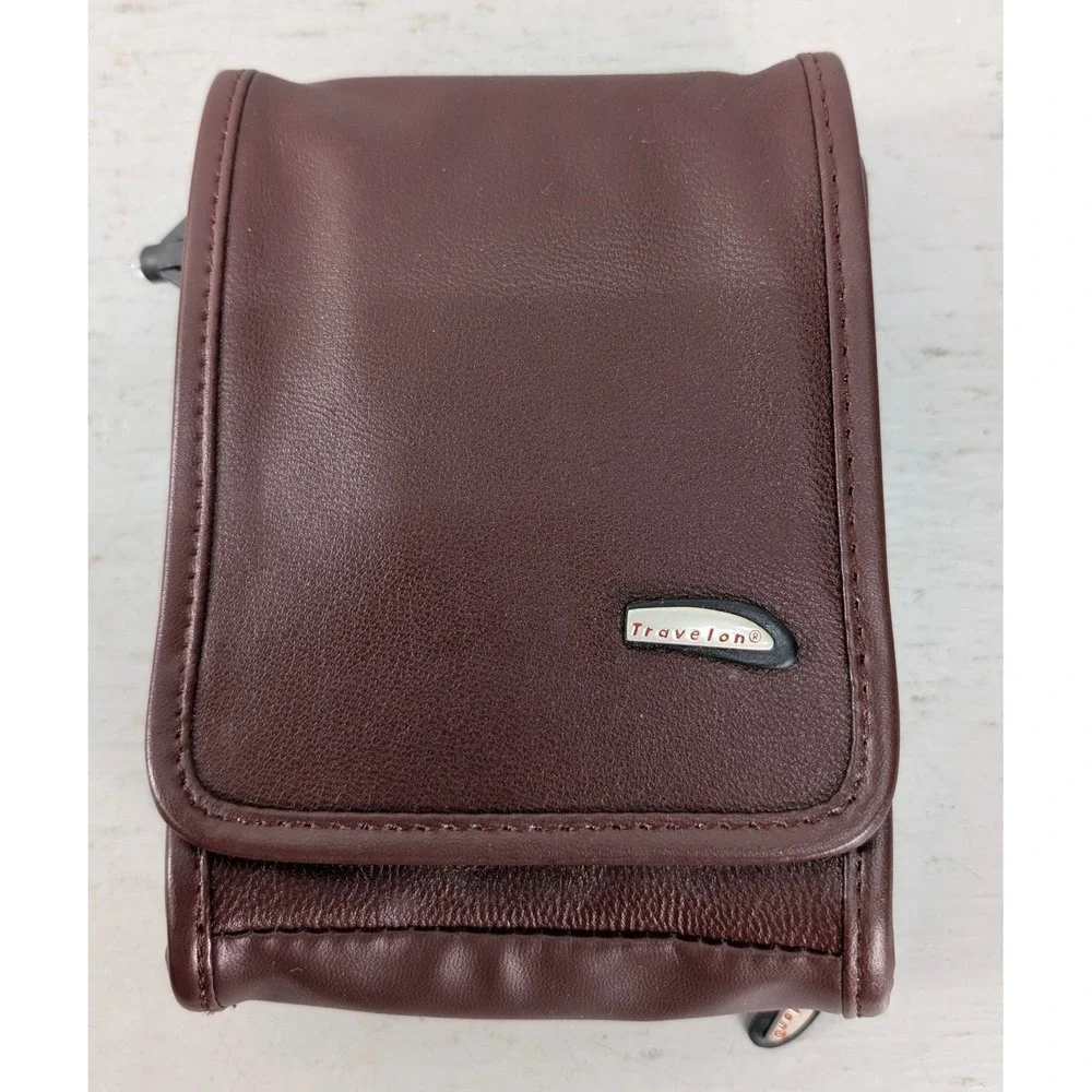 Travelon Leather Compact Crossbody Travel Bag Magnetic Closure Adjustable Brown